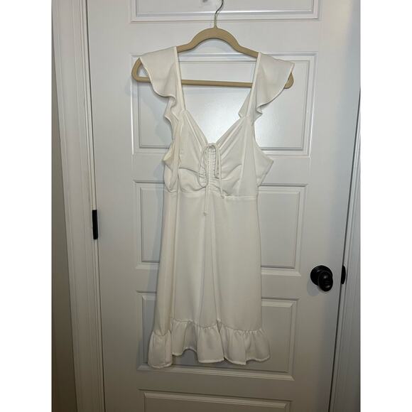 Alter’d State white flutter sleeve and hem sundress medium, summer party church - Picture 2 of 7